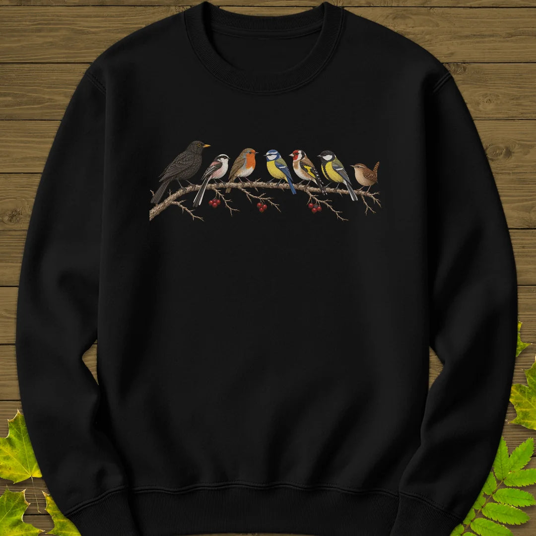 Garden Bird Lineup Sweatshirt in Black