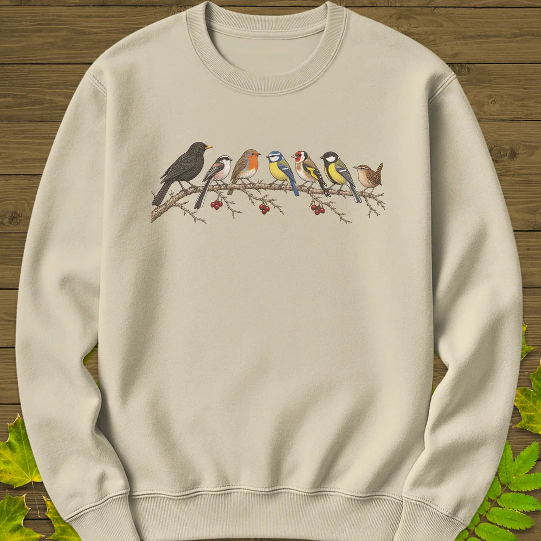 Garden Bird Lineup Sweatshirt in Sand