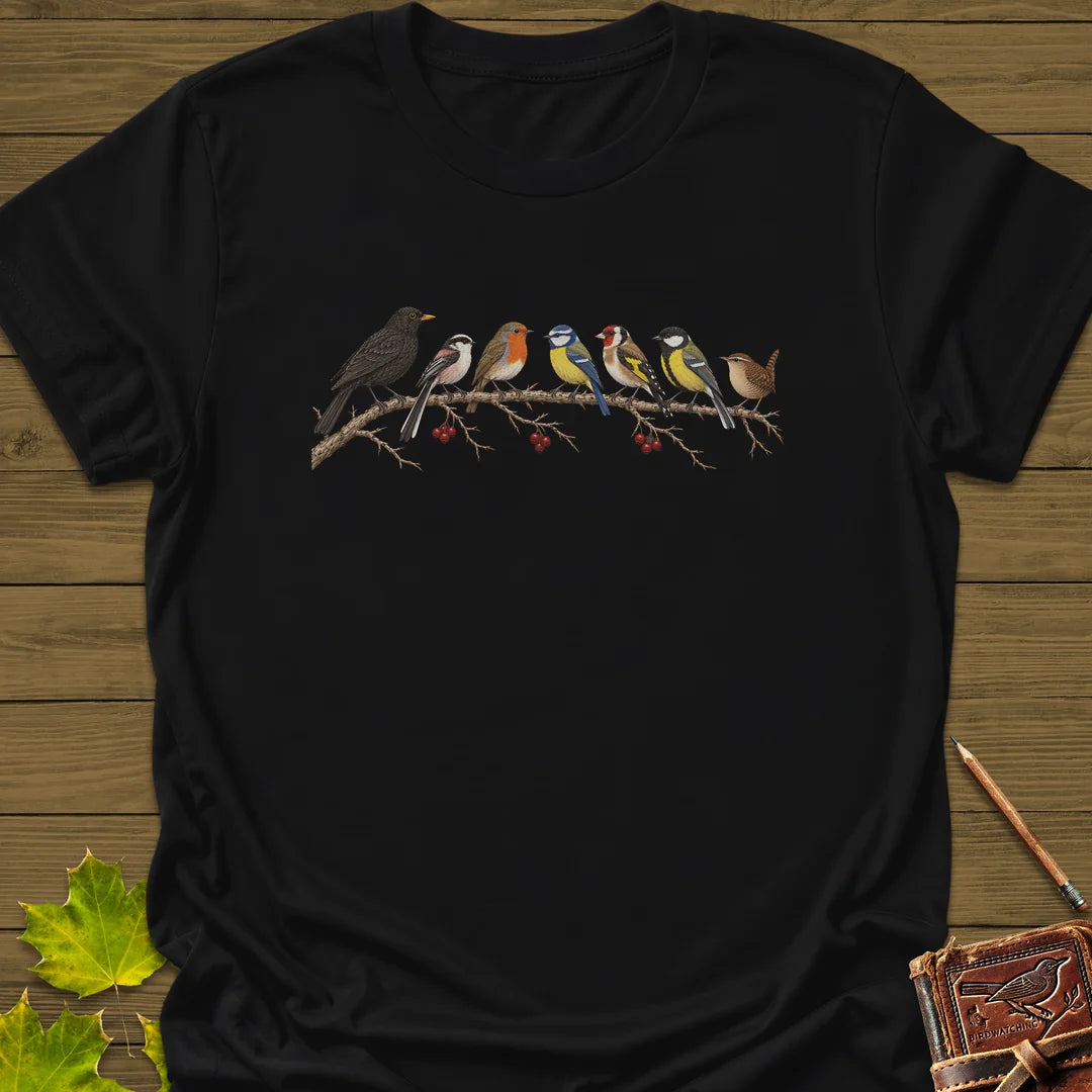 Garden Bird Lineup T-Shirt in Black