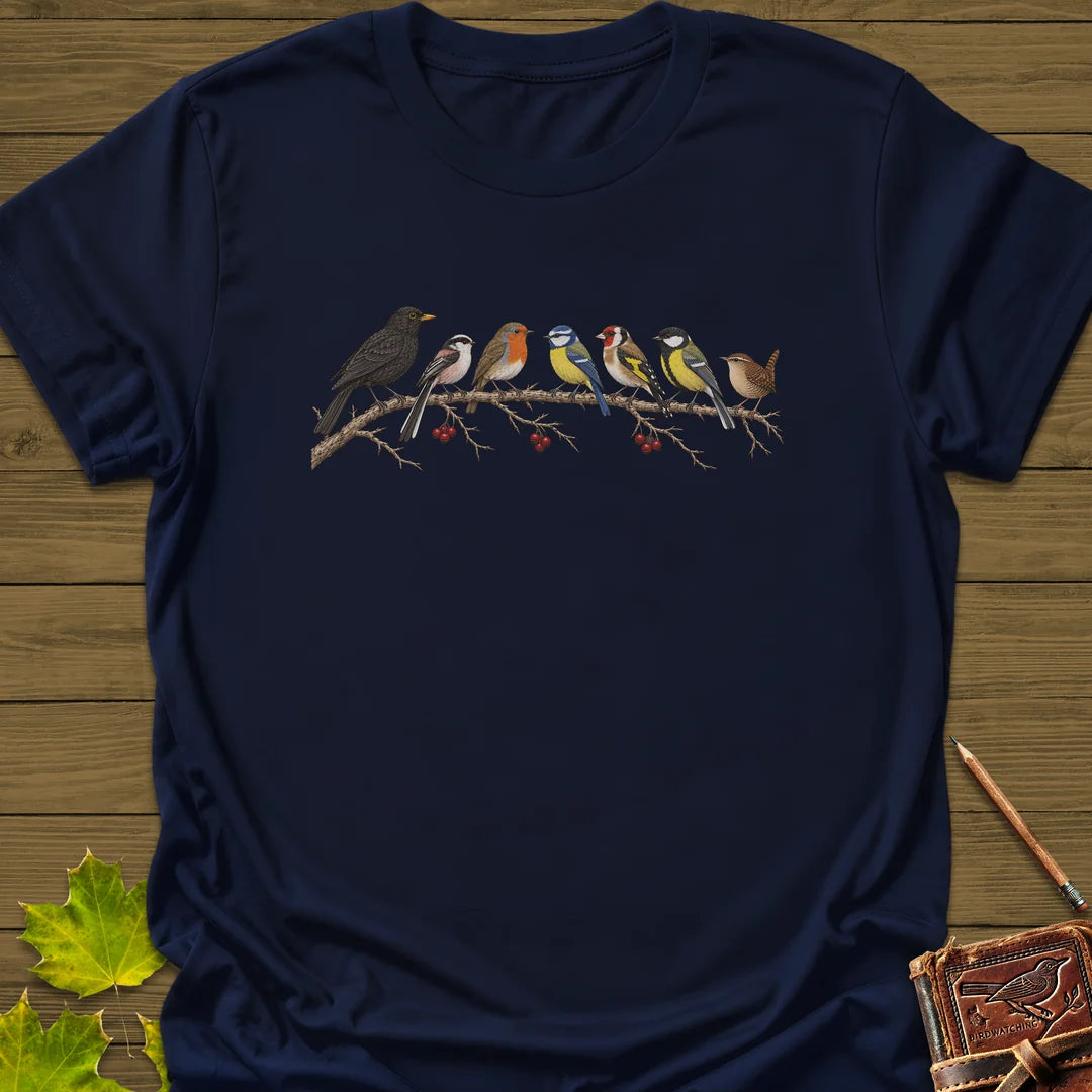 Garden Bird Lineup T-Shirt in Navy