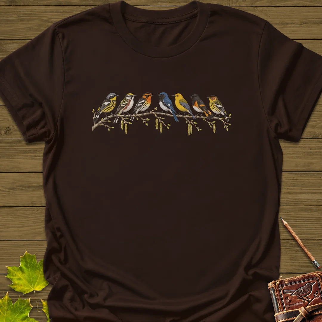 Warbler Lineup T-Shirt in Dark Chocolate