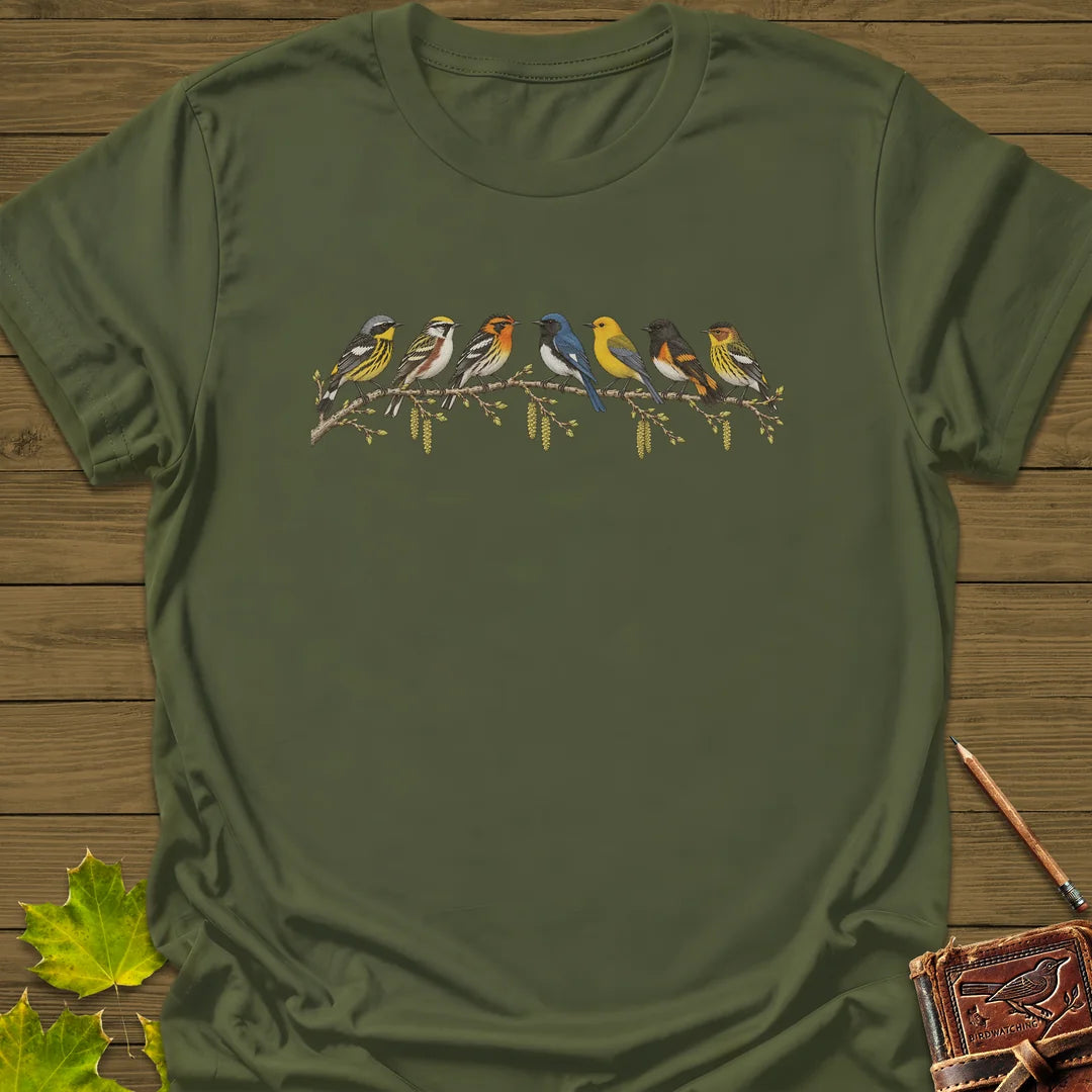Warbler Lineup T-Shirt in Military Green