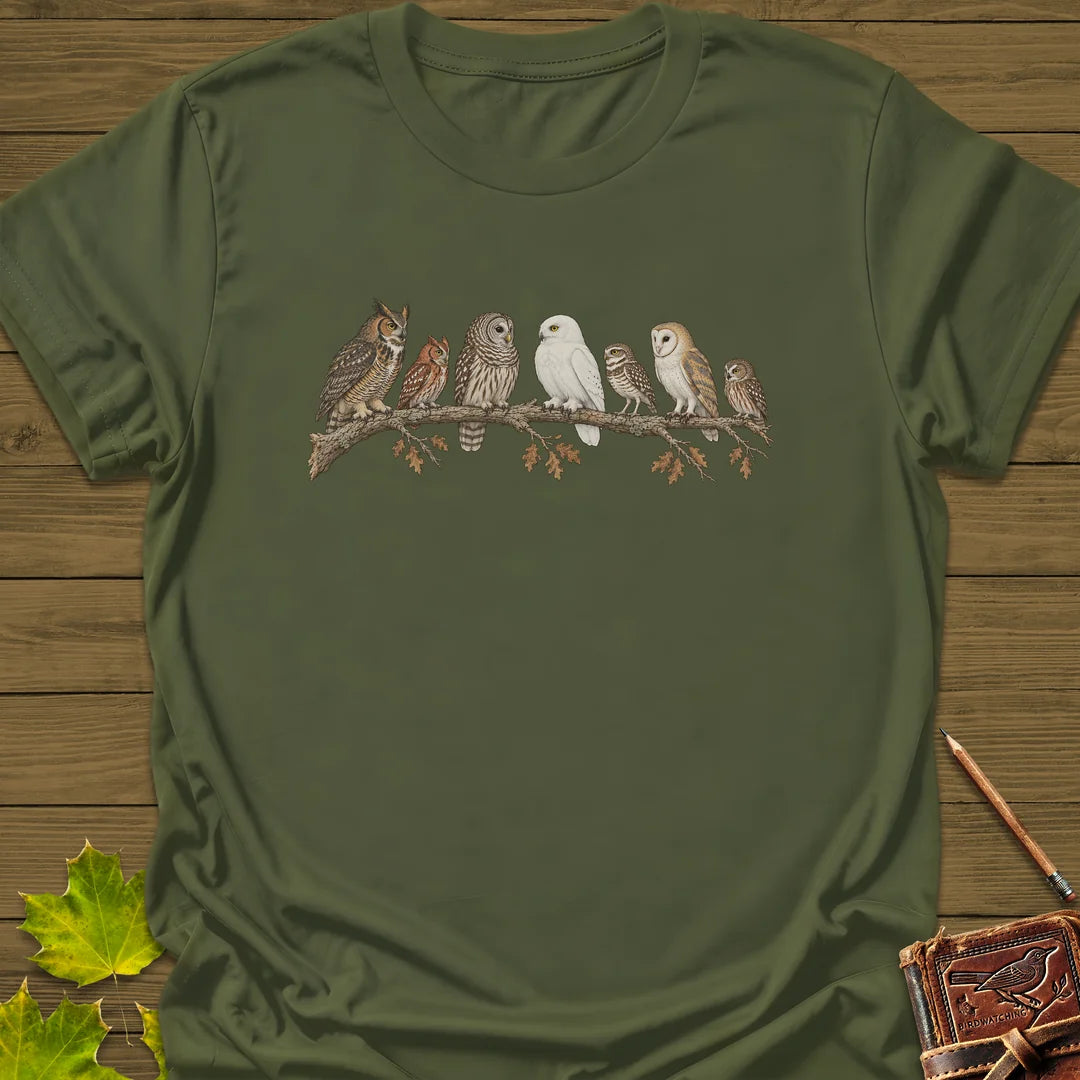 Owl Parliament T-Shirt in Military Green