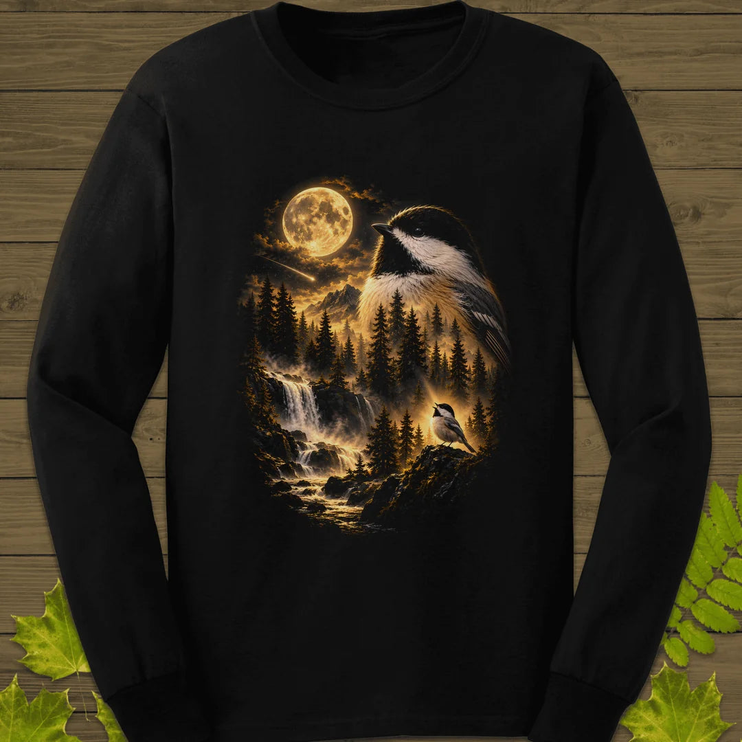 Moonlit Chickadee Long Sleeve in Black