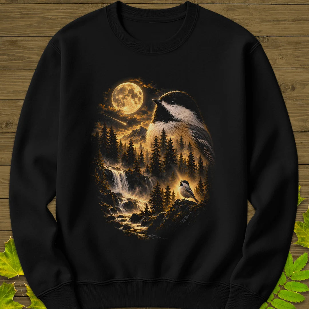 Moonlit Chickadee Sweatshirt in Black