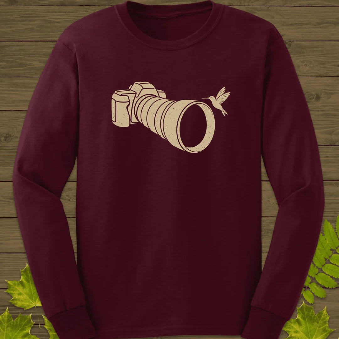 Telephoto Hummingbird Long Sleeve in Maroon