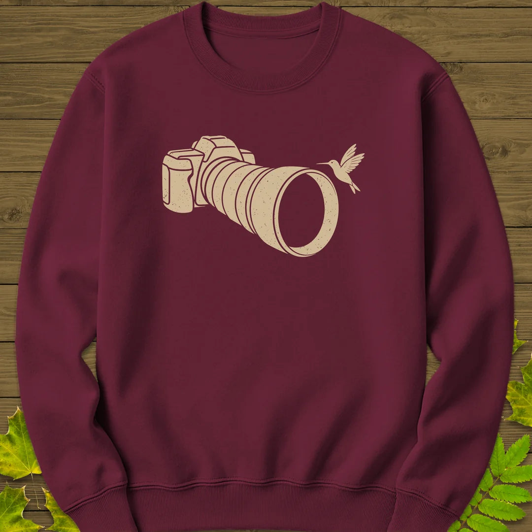 Telephoto Hummingbird Sweatshirt in Maroon