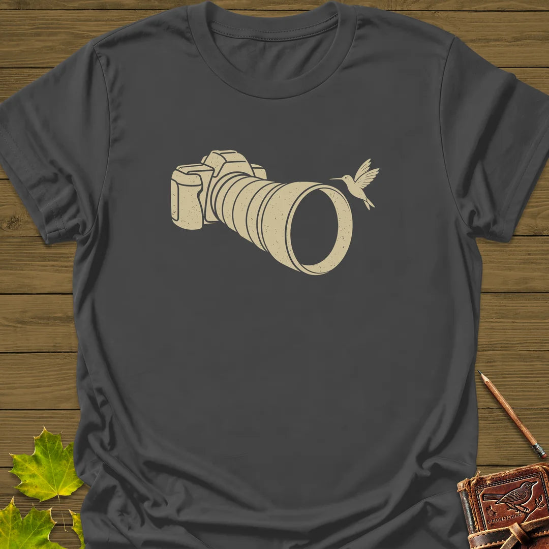 Telephoto Hummingbird T-Shirt in Charcoal