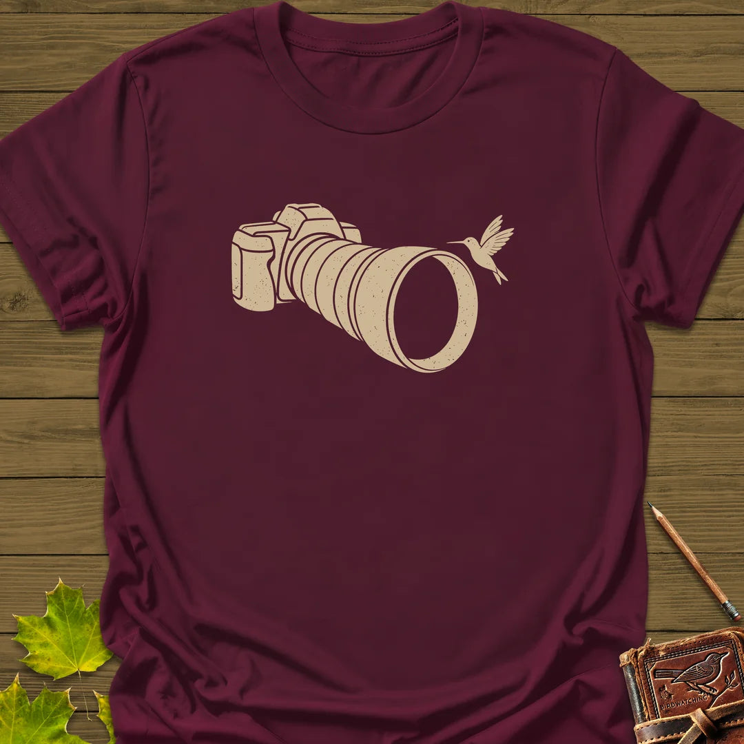 Telephoto Hummingbird T-Shirt in Maroon