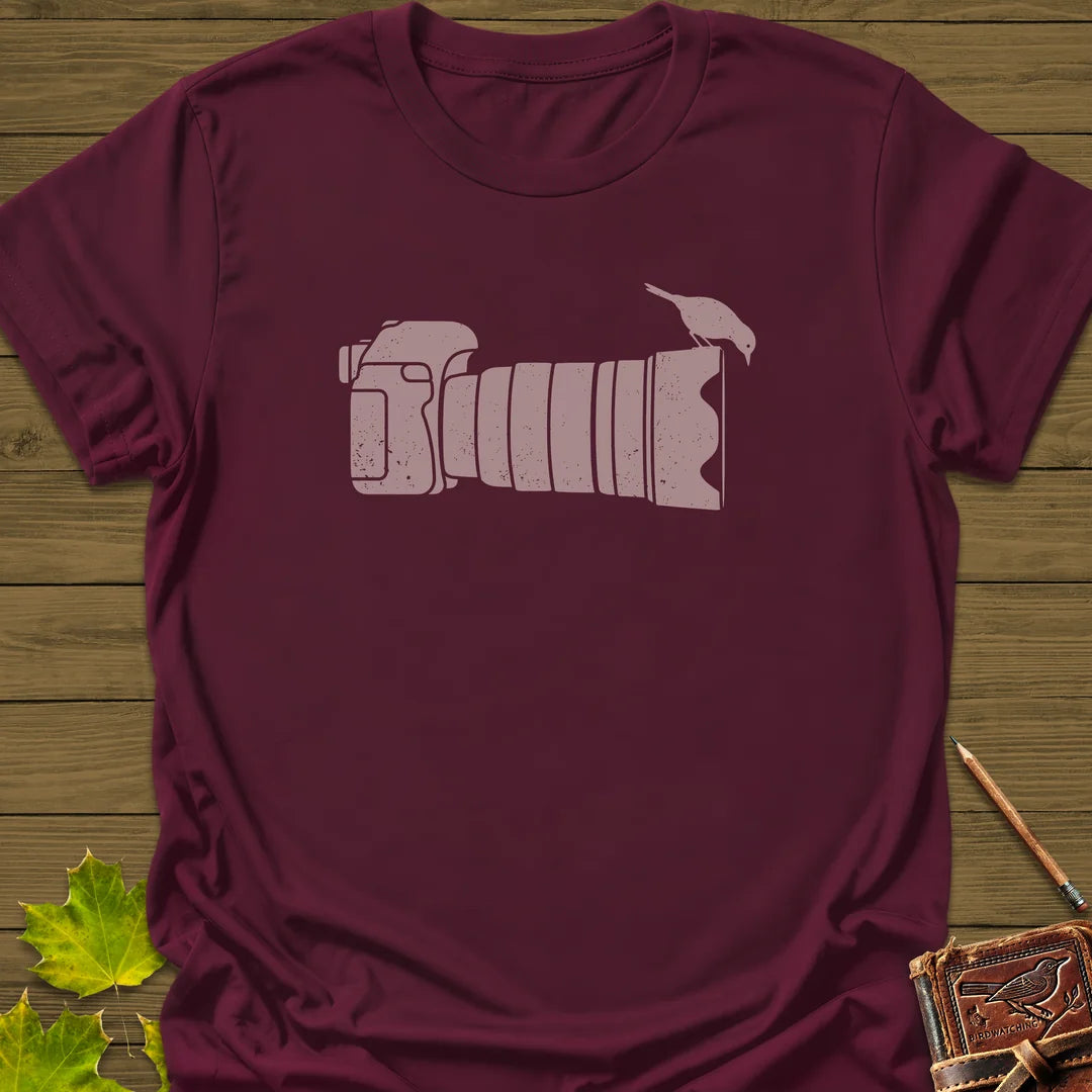Camera Perch T-Shirt in Maroon