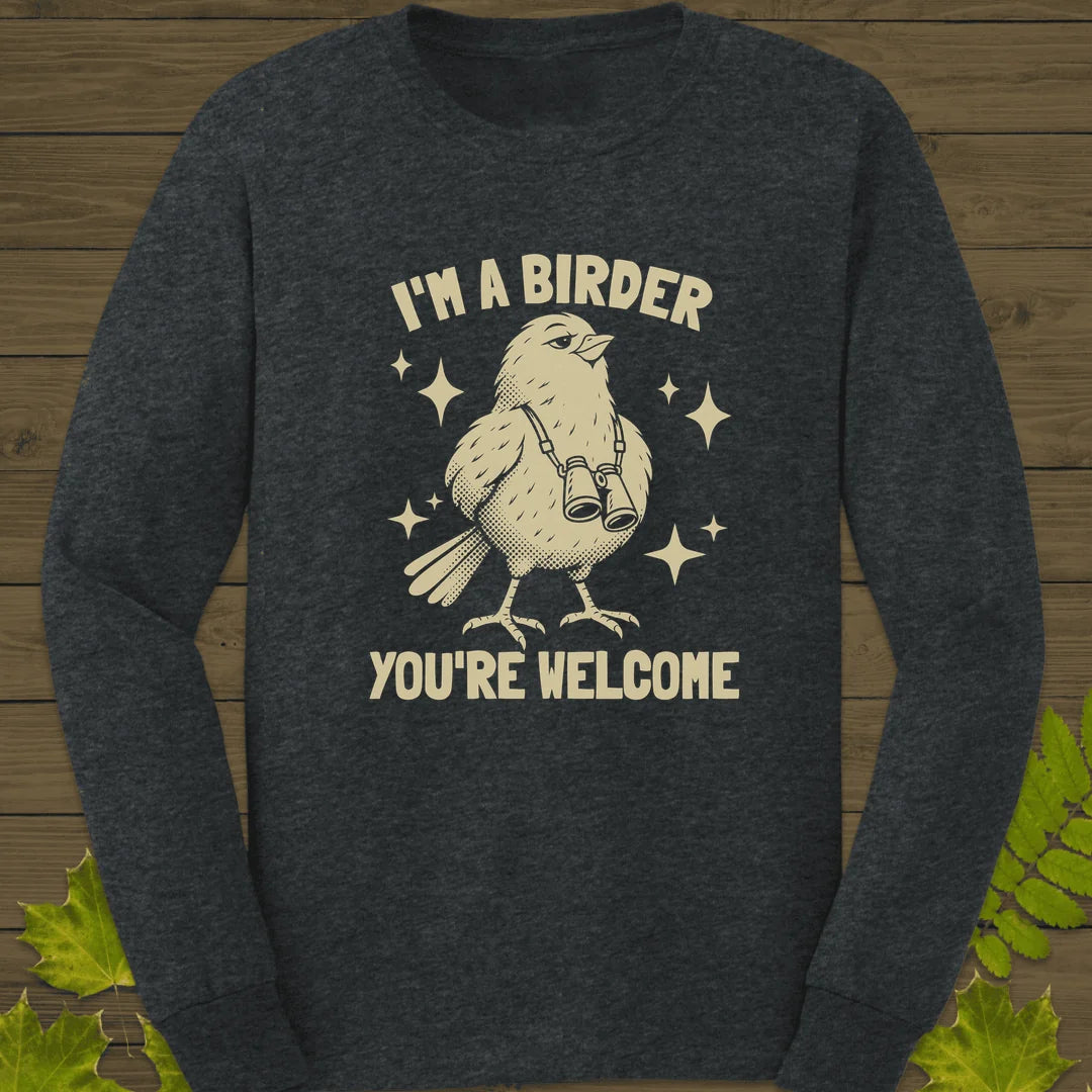 Birder Welcome Long Sleeve in Dark Heather