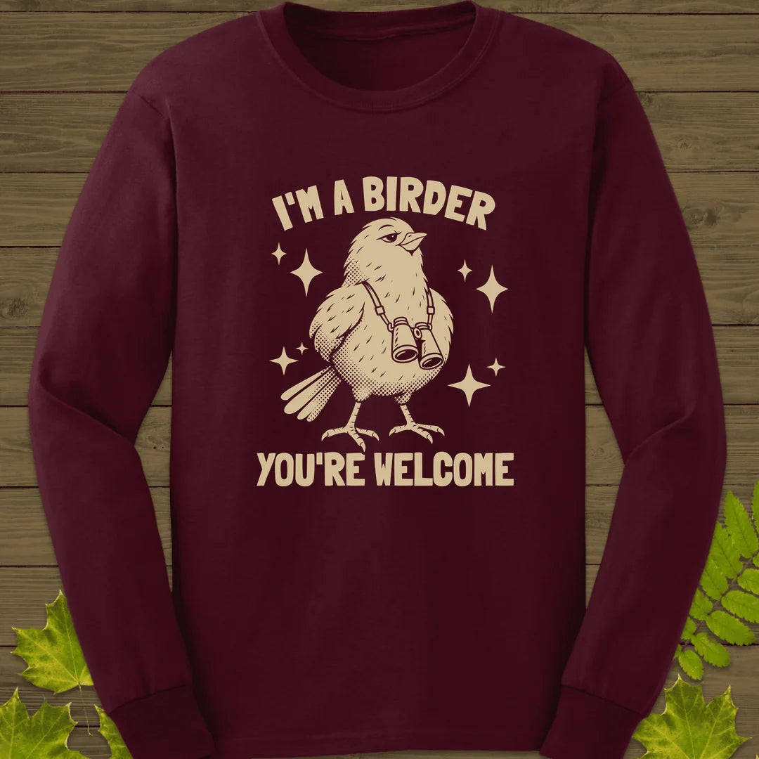 Birder Welcome Long Sleeve in Maroon