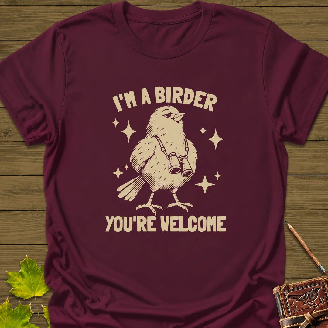 Birder Welcome T-Shirt in Maroon