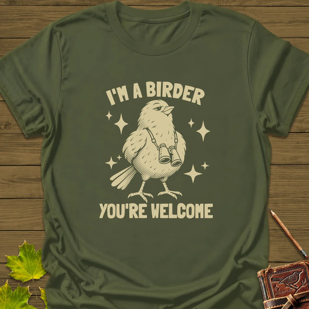 Birder Welcome T-Shirt in Military Green