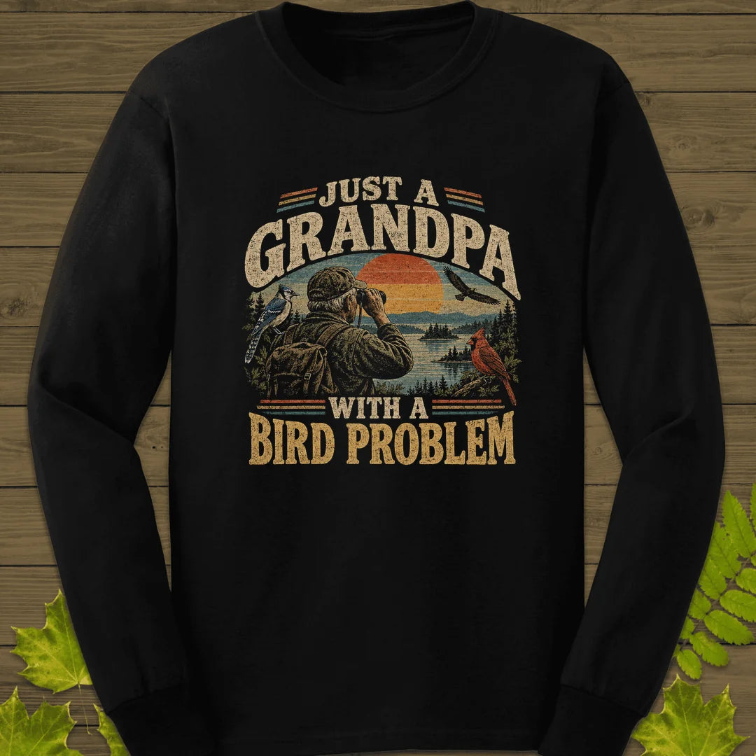 Grandpa Bird Problem Long Sleeve in Black