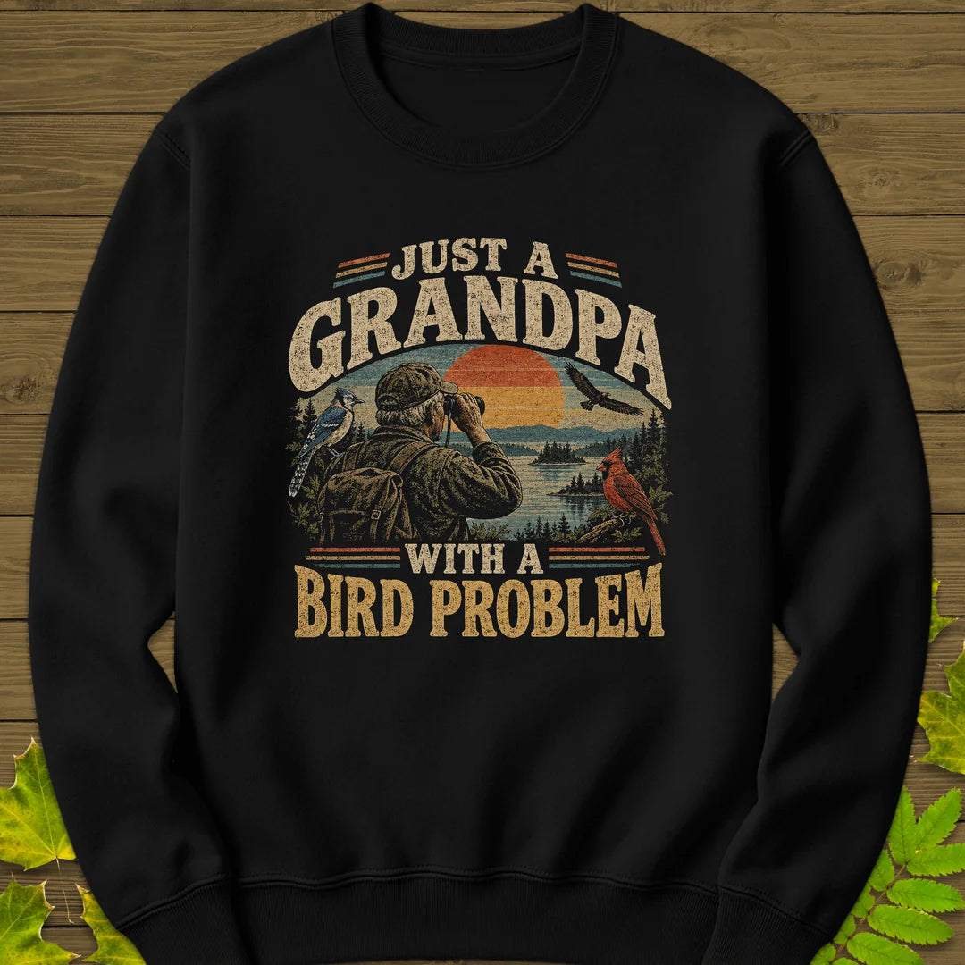 Grandpa Bird Problem Sweatshirt in Black