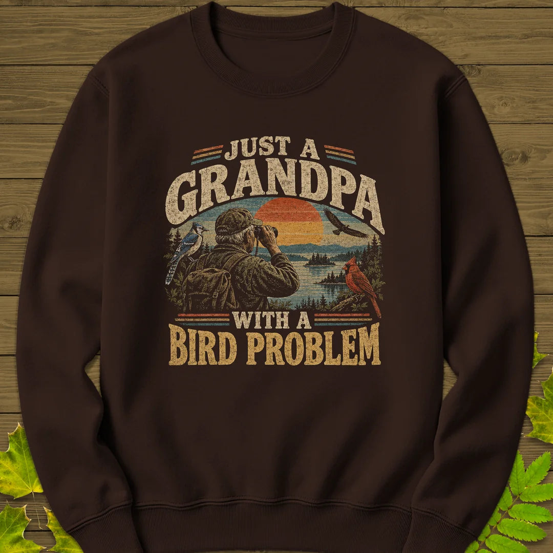 Grandpa Bird Problem Sweatshirt in Dark Chocolate