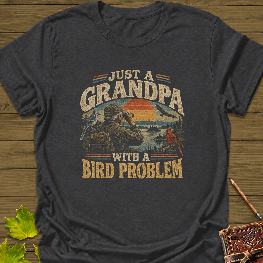 Grandpa Bird Problem T-Shirt in Dark Heather
