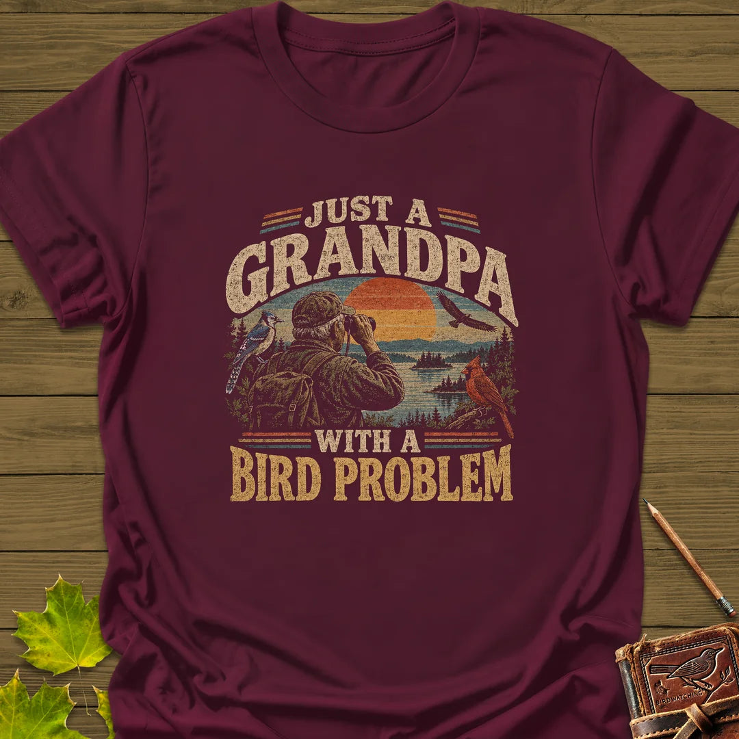 Grandpa Bird Problem T-Shirt in Maroon