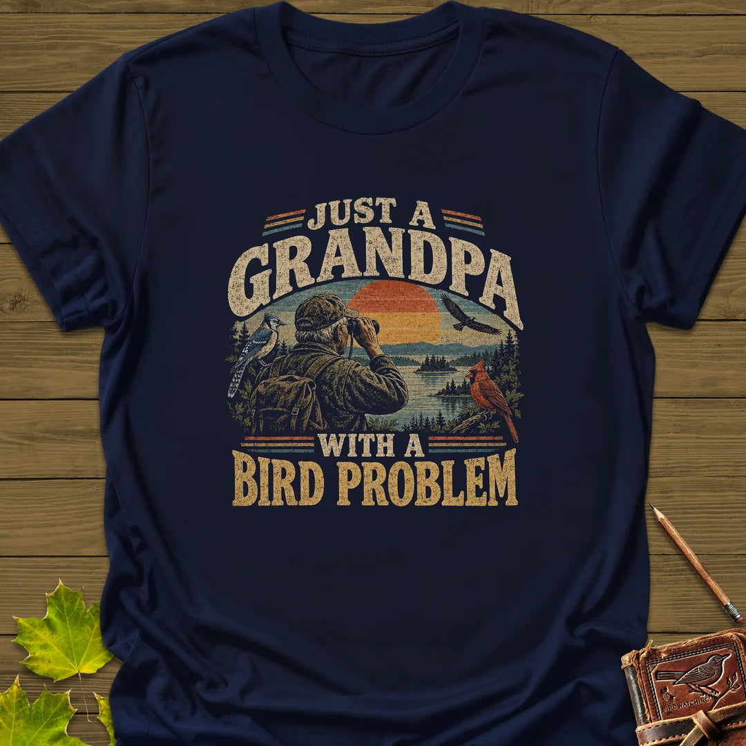 Grandpa Bird Problem T-Shirt in Navy