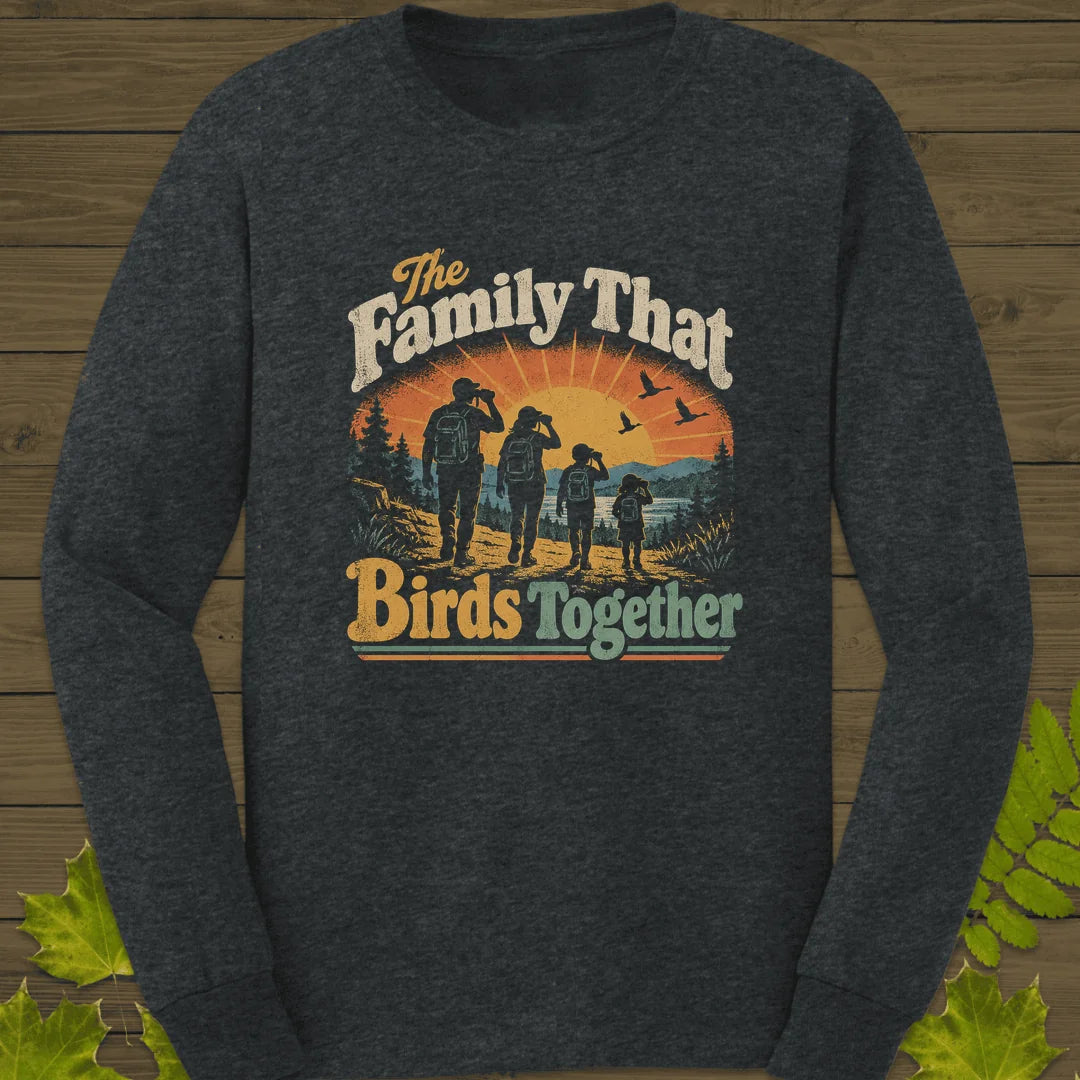 Birds Together Long Sleeve in Dark Heather