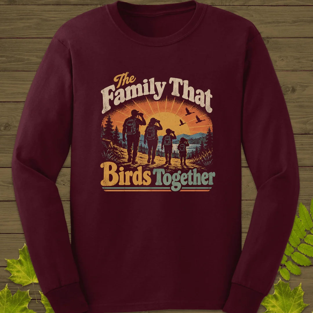 Birds Together Long Sleeve in Maroon