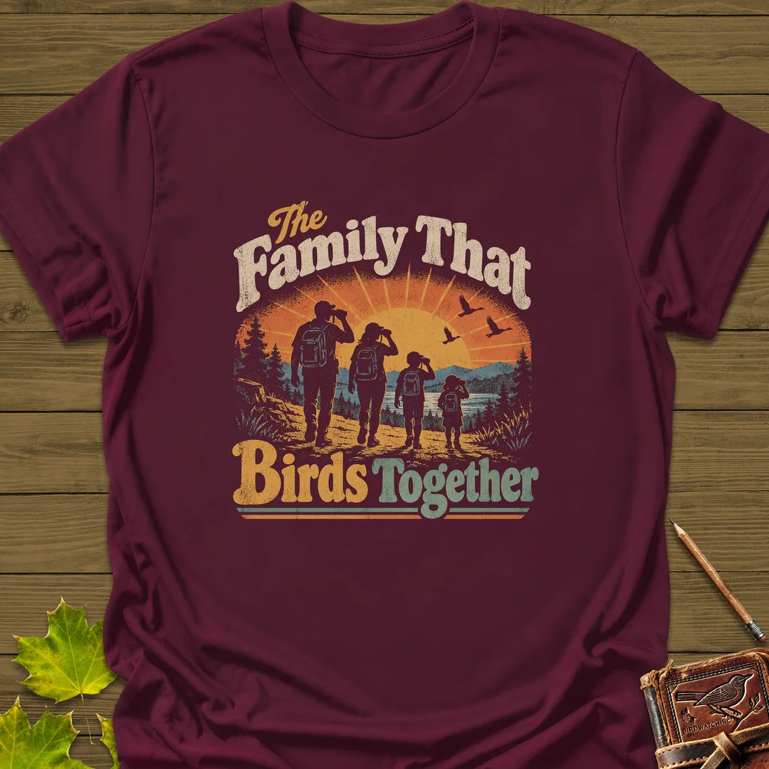 Birds Together T-Shirt in Maroon