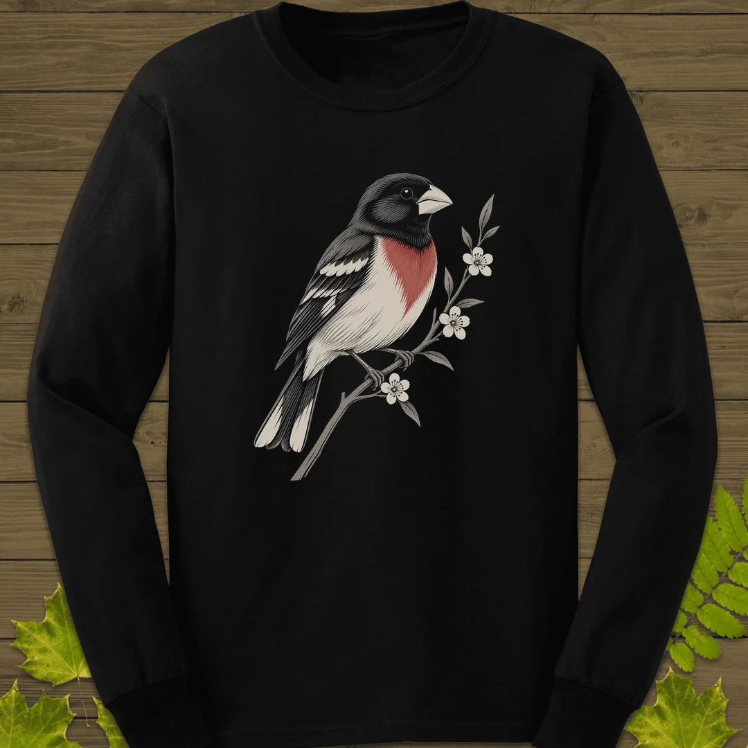 Grosbeak In Serviceberry Long Sleeve in Black