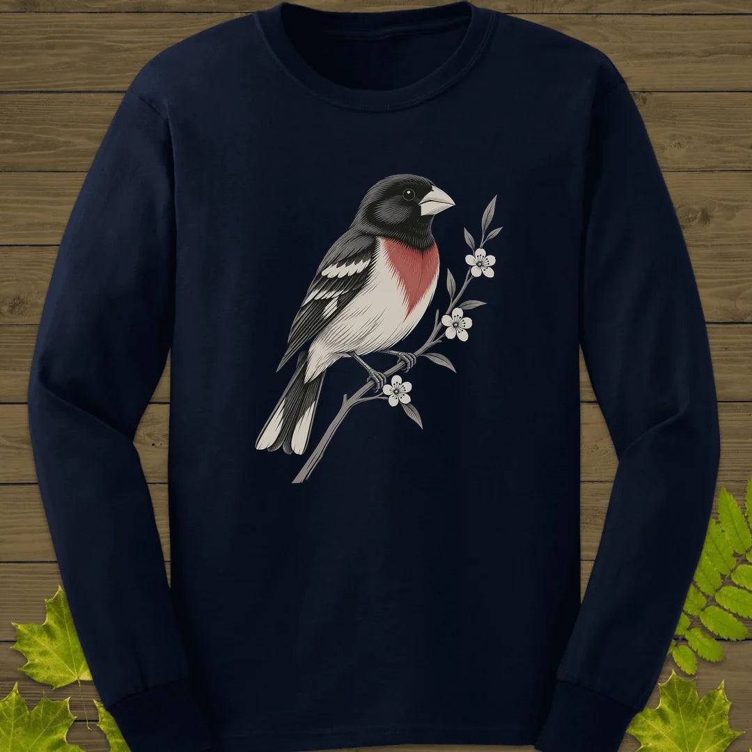 Grosbeak In Serviceberry Long Sleeve in Navy