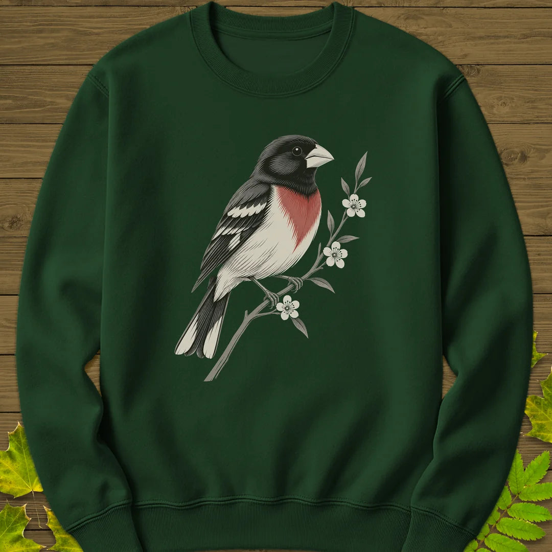 Grosbeak In Serviceberry Sweatshirt in Forest Green