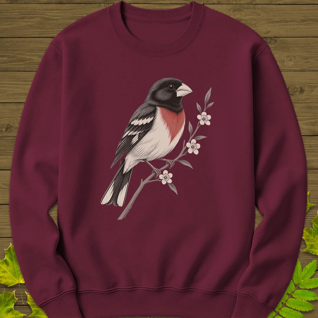 Grosbeak In Serviceberry Sweatshirt in Maroon