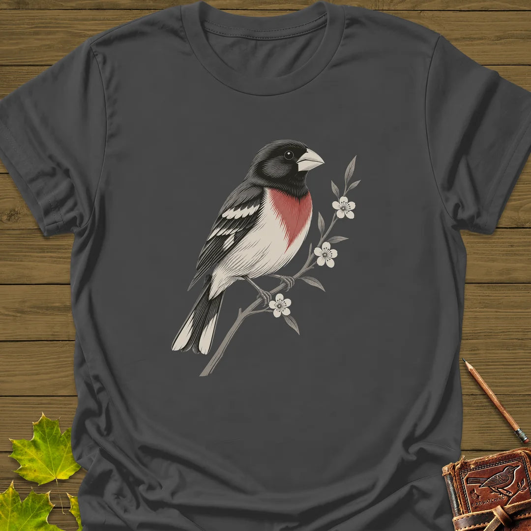 Grosbeak In Serviceberry T-Shirt in Charcoal