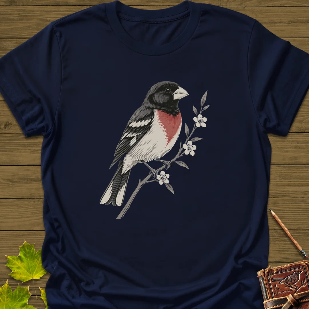 Grosbeak In Serviceberry T-Shirt in Navy