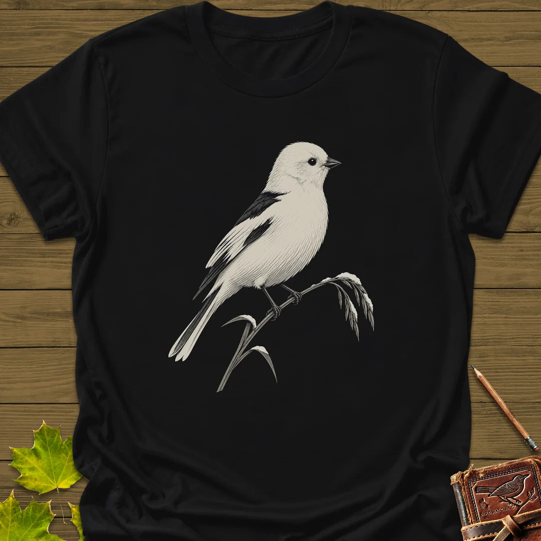 Snow Bunting Perch T-Shirt in Black