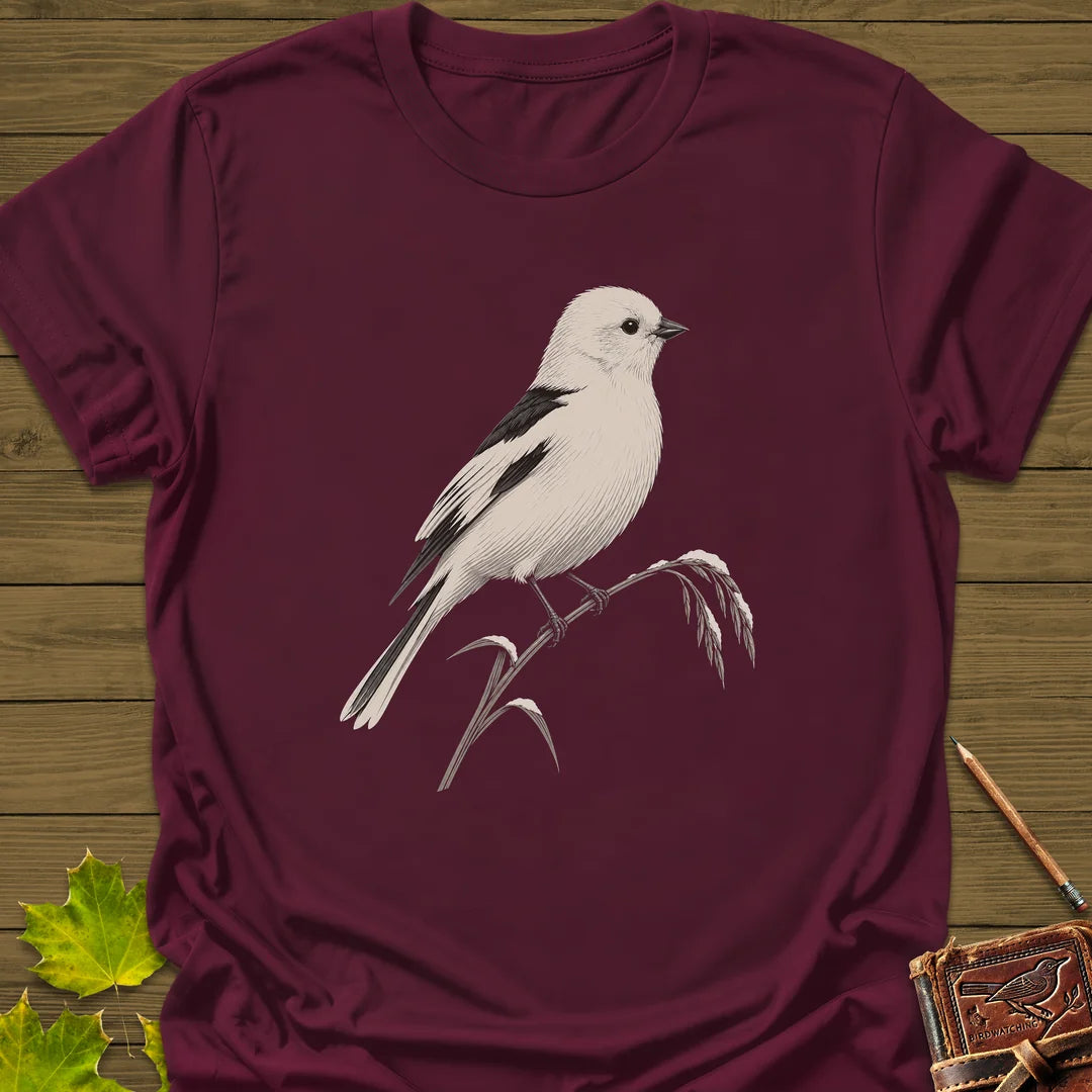 Snow Bunting Perch T-Shirt in Maroon