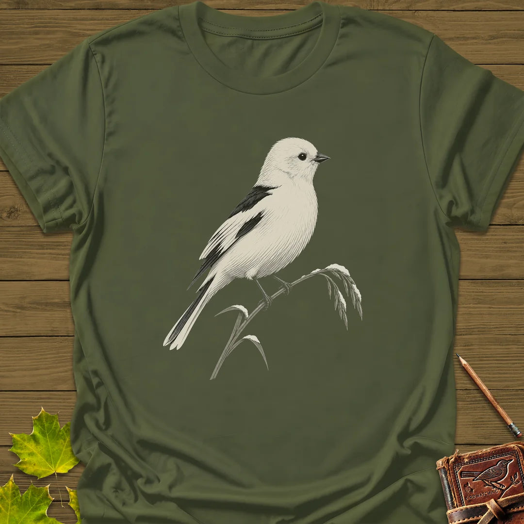 Snow Bunting Perch T-Shirt in Military Green