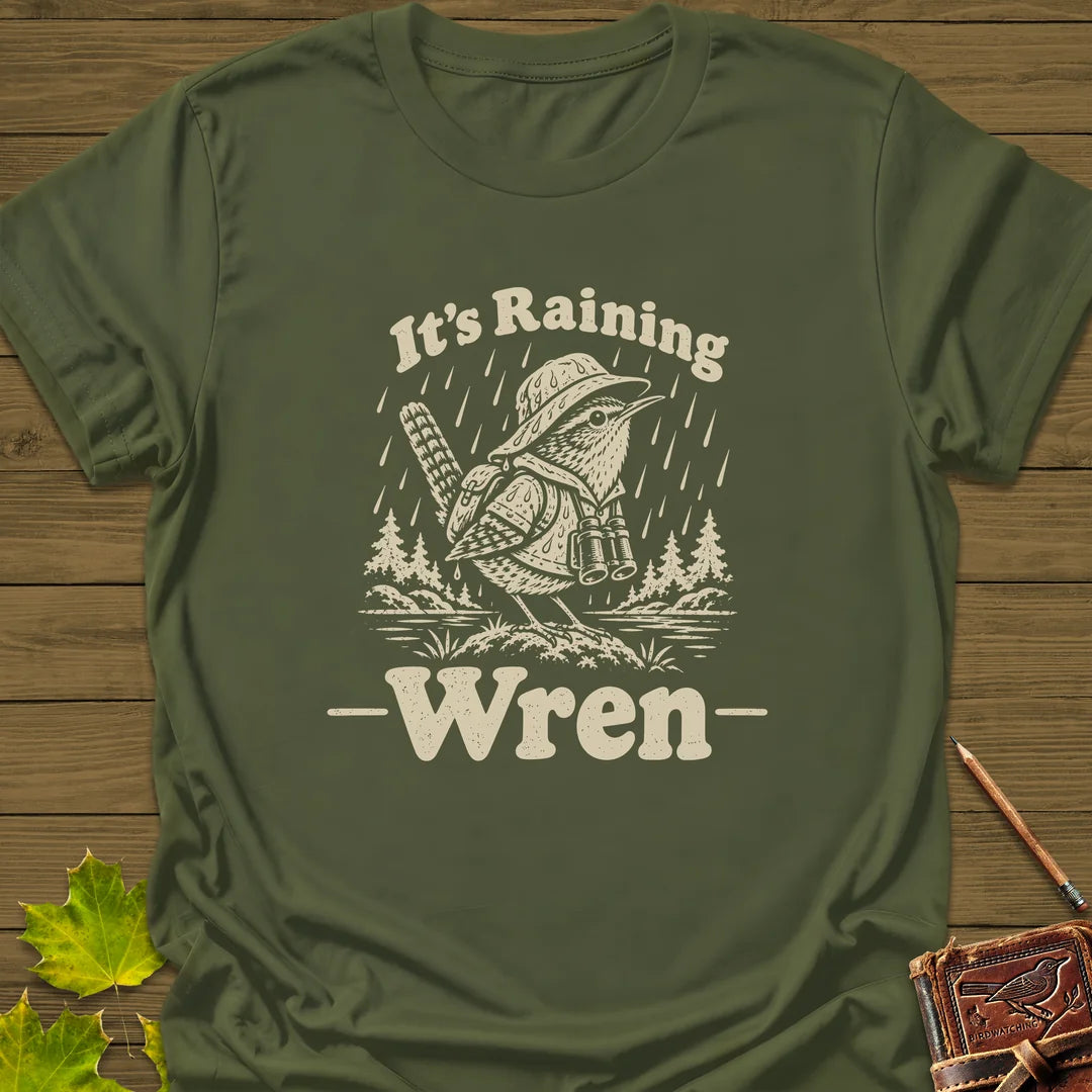 Raining Wren T-Shirt in Military Green