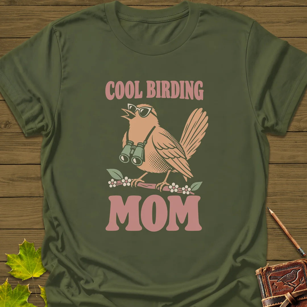 Cool Bird Mom T-Shirt in Military Green