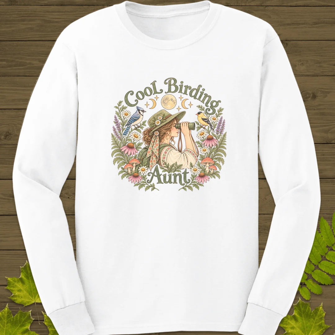 Birding Aunt Long Sleeve in White