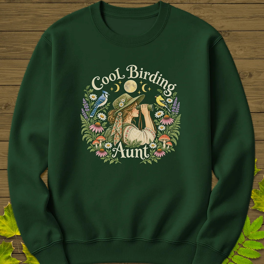 Birding Aunt Sweatshirt in Forest Green
