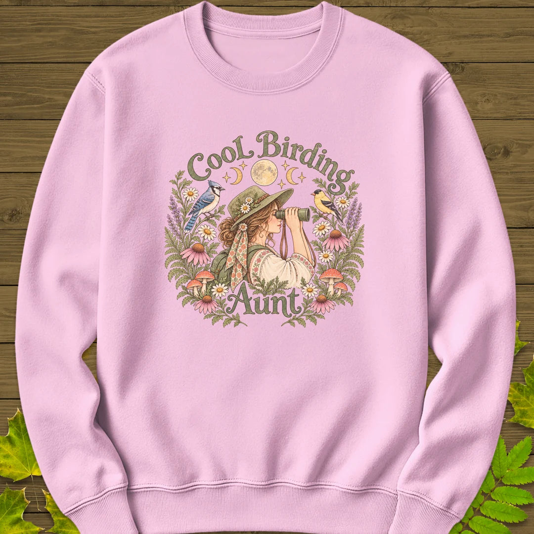 Birding Aunt Sweatshirt in Light Pink