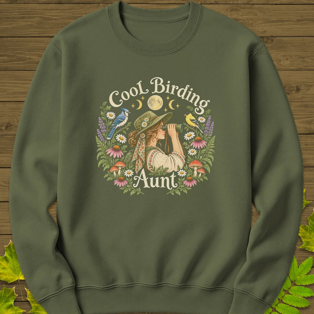 Birding Aunt Sweatshirt in Military Green