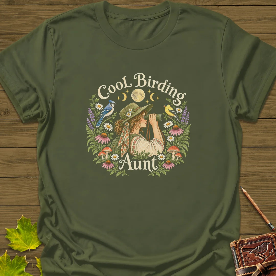 Birding Aunt T-Shirt in Military Green
