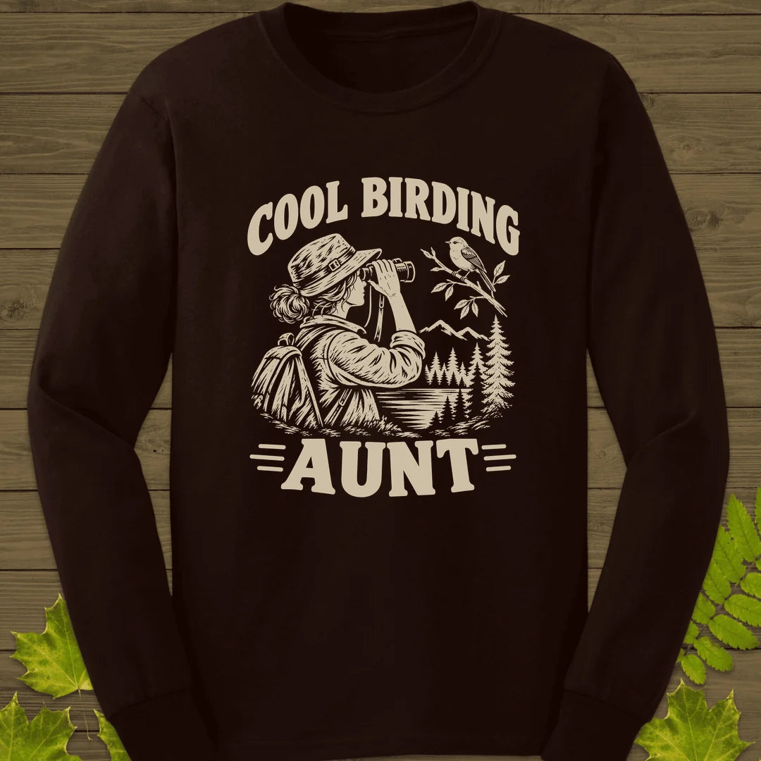Cool Birding Aunt Long Sleeve in Dark Chocolate