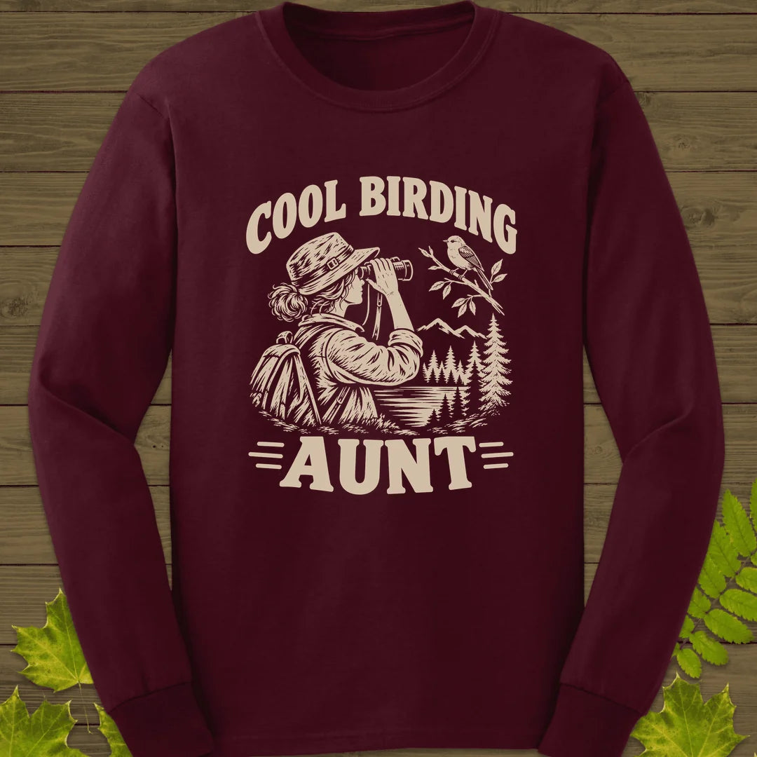 Cool Birding Aunt Long Sleeve in Maroon