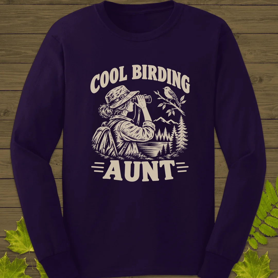 Cool Birding Aunt Long Sleeve in Purple
