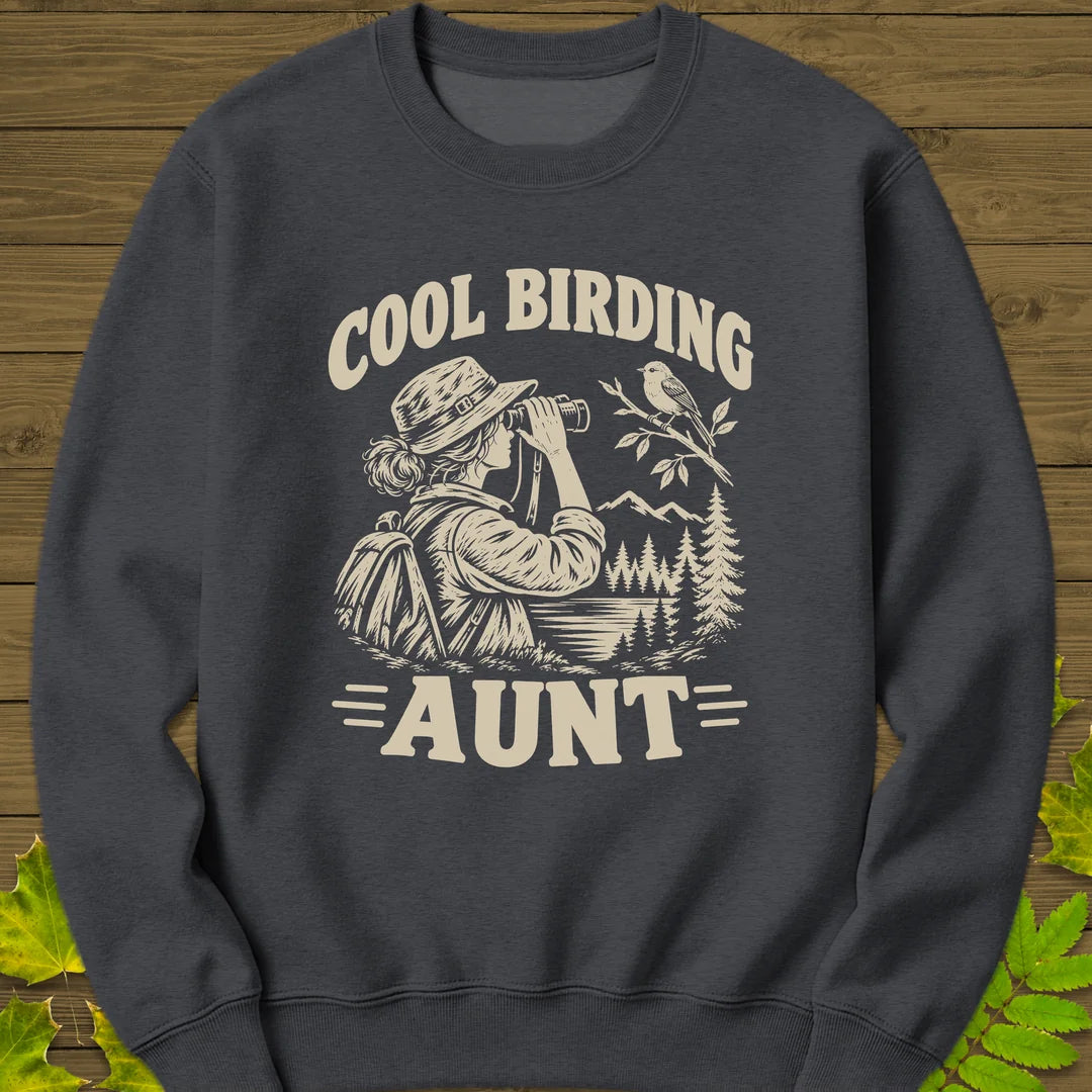 Cool Birding Aunt Sweatshirt in Dark Heather
