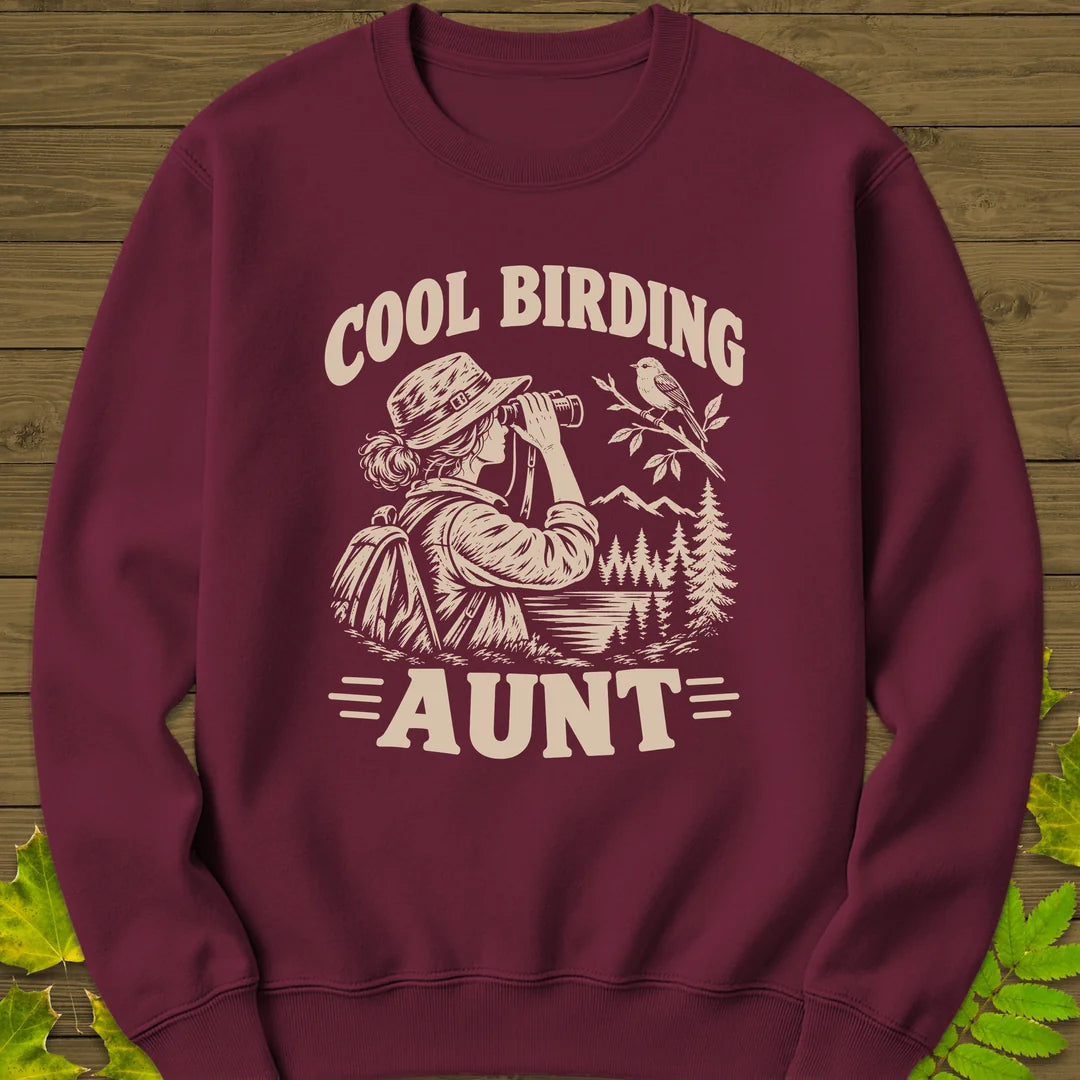 Cool Birding Aunt Sweatshirt in Maroon