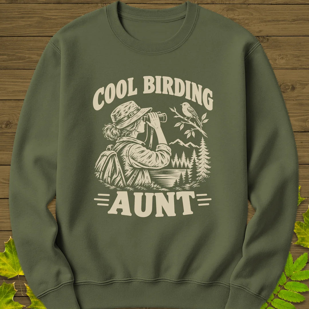 Cool Birding Aunt Sweatshirt in Military Green