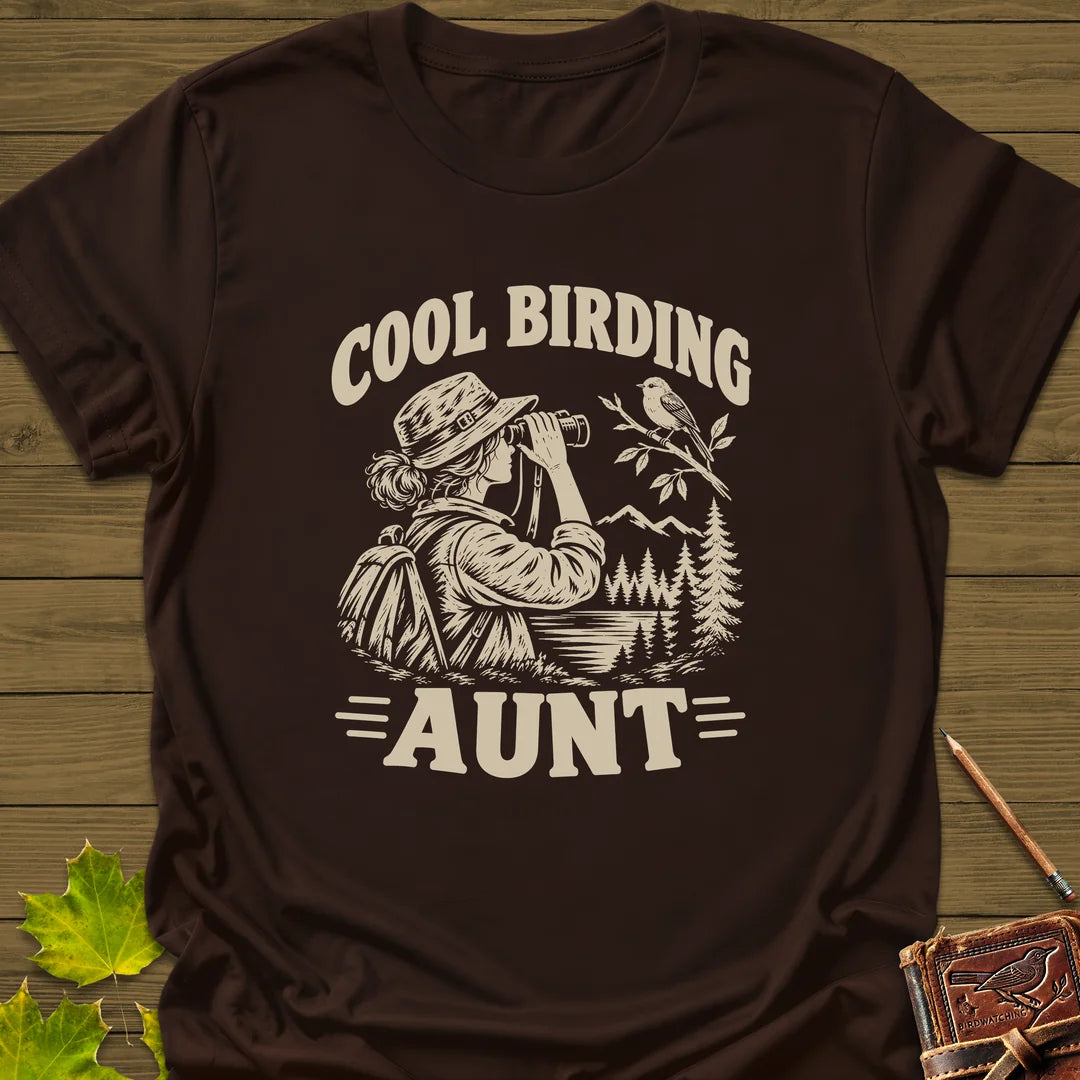 Cool Birding Aunt T-Shirt in Dark Chocolate